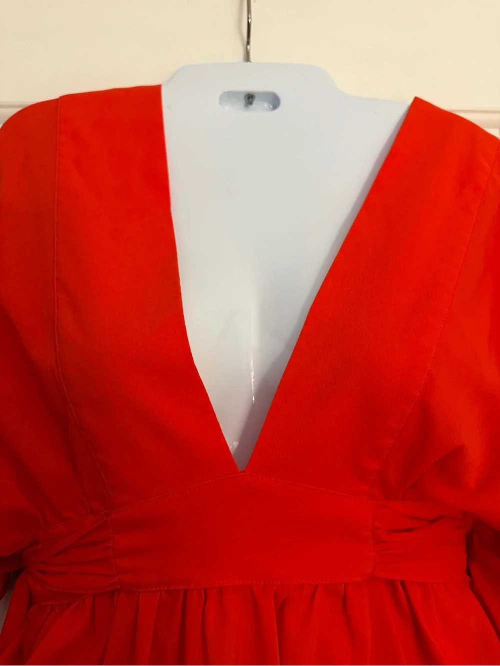 Gottex Red Orange Deep V Neck Resort Dress Tie Back Small